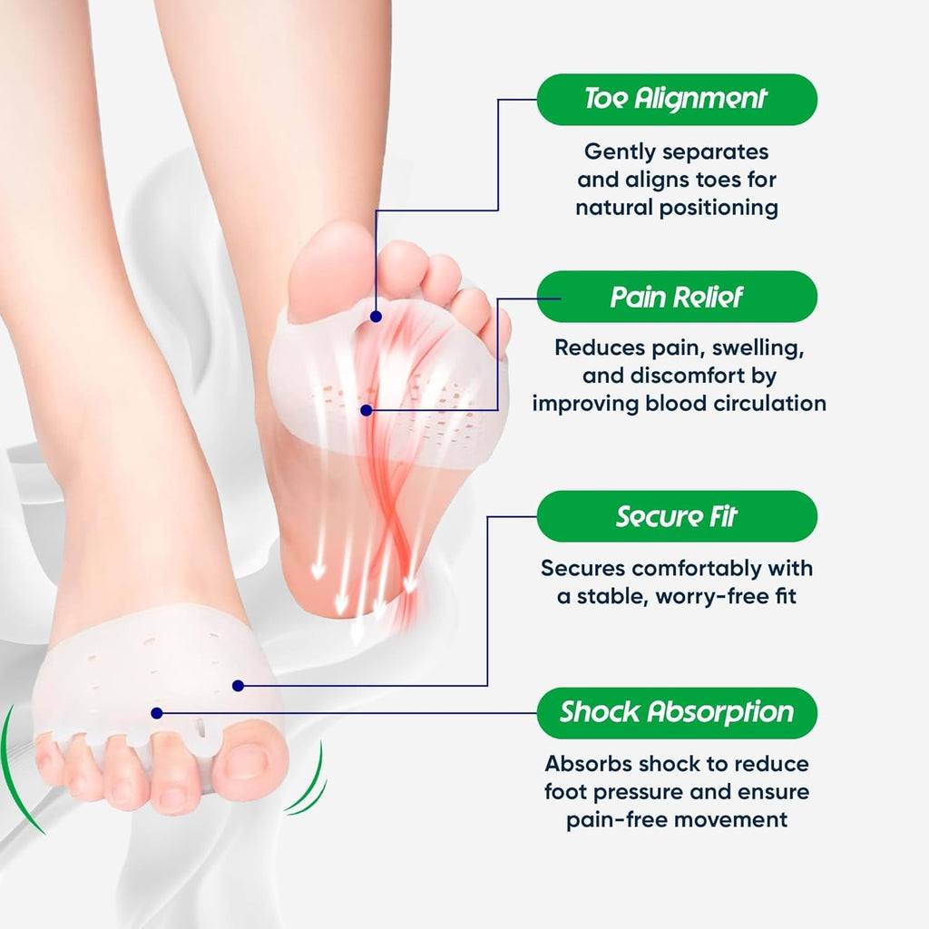 Silicone Toe Separators for Bunions & Foot Pain Relief - Left & Right Pair