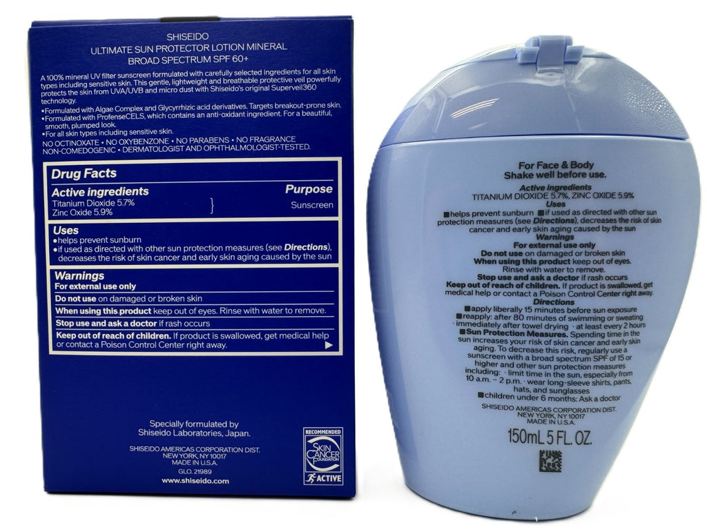 Sun Protection Lotion SPF 60+ Mineral Sunscreen 5 oz / 150 ml - Water-Resistant, Broad Spectrum