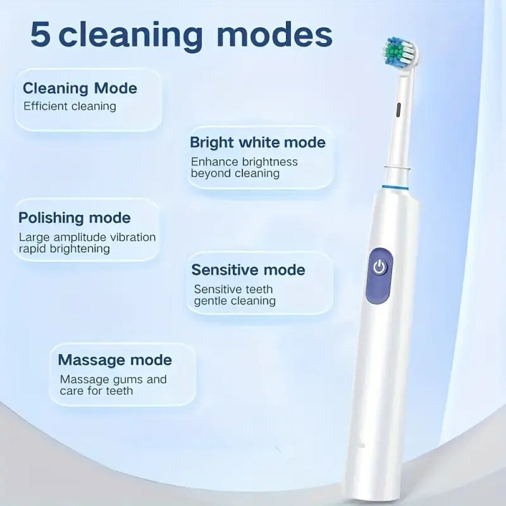 Rechargeable Electric Toothbrush with 5 Modes & 4 Heads for Adults