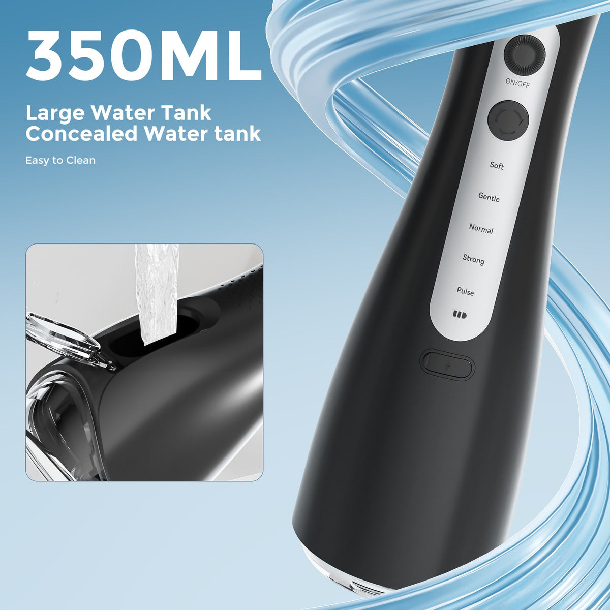 Cordless Water Flosser with 6 Nozzles & 5 Modes - Oral Irrigator for Teeth & Gums