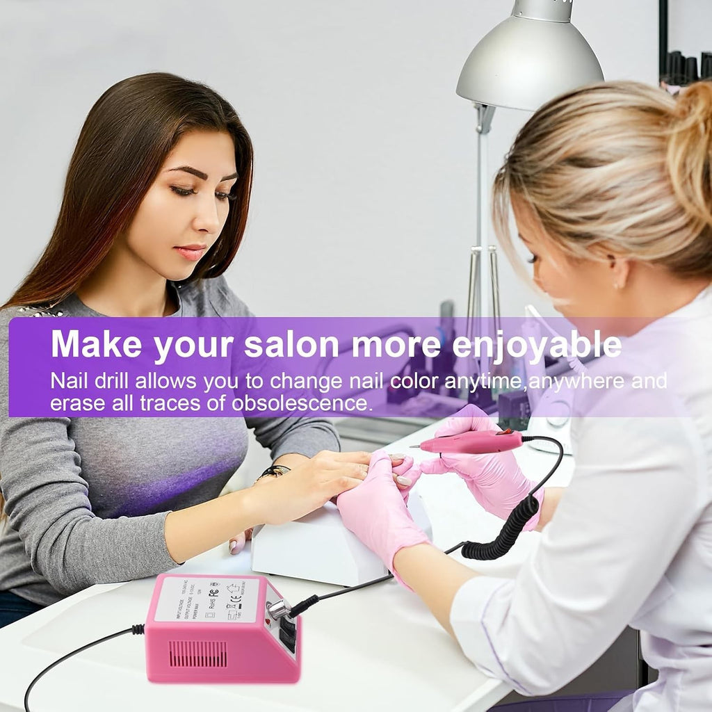 Electric Nail Drill Kit with 156 Sanding Bands & Bits for Manicure Pedicure