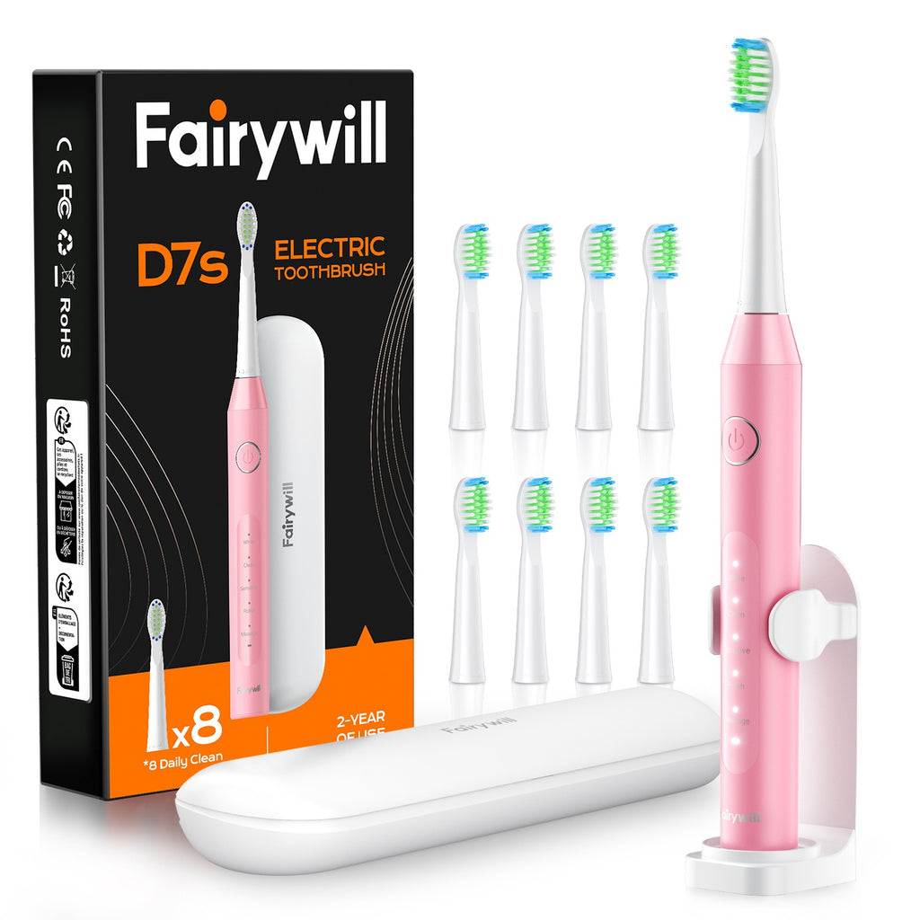 Rechargeable Electric Toothbrush with 8 Brush Heads & 5 Modes - Travel Case Included