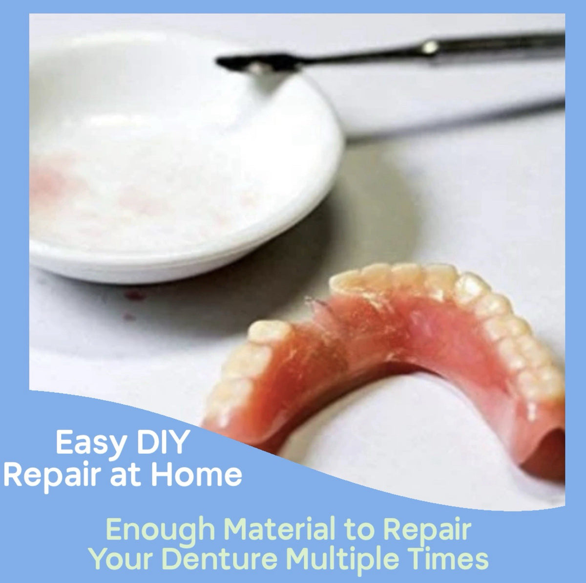 Denture Repair Kit with 28 Teeth - Emergency Fix for Cracked or Missing Dentures