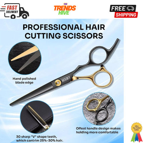 Professional Hair Cutting Scissors Shears Kit - 15 Pcs Salon & Barbershop Set