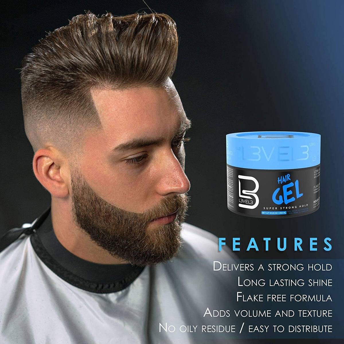 Super Strong Hold Clear Hair Gel - Flake-Free Styling 1 Fl Oz