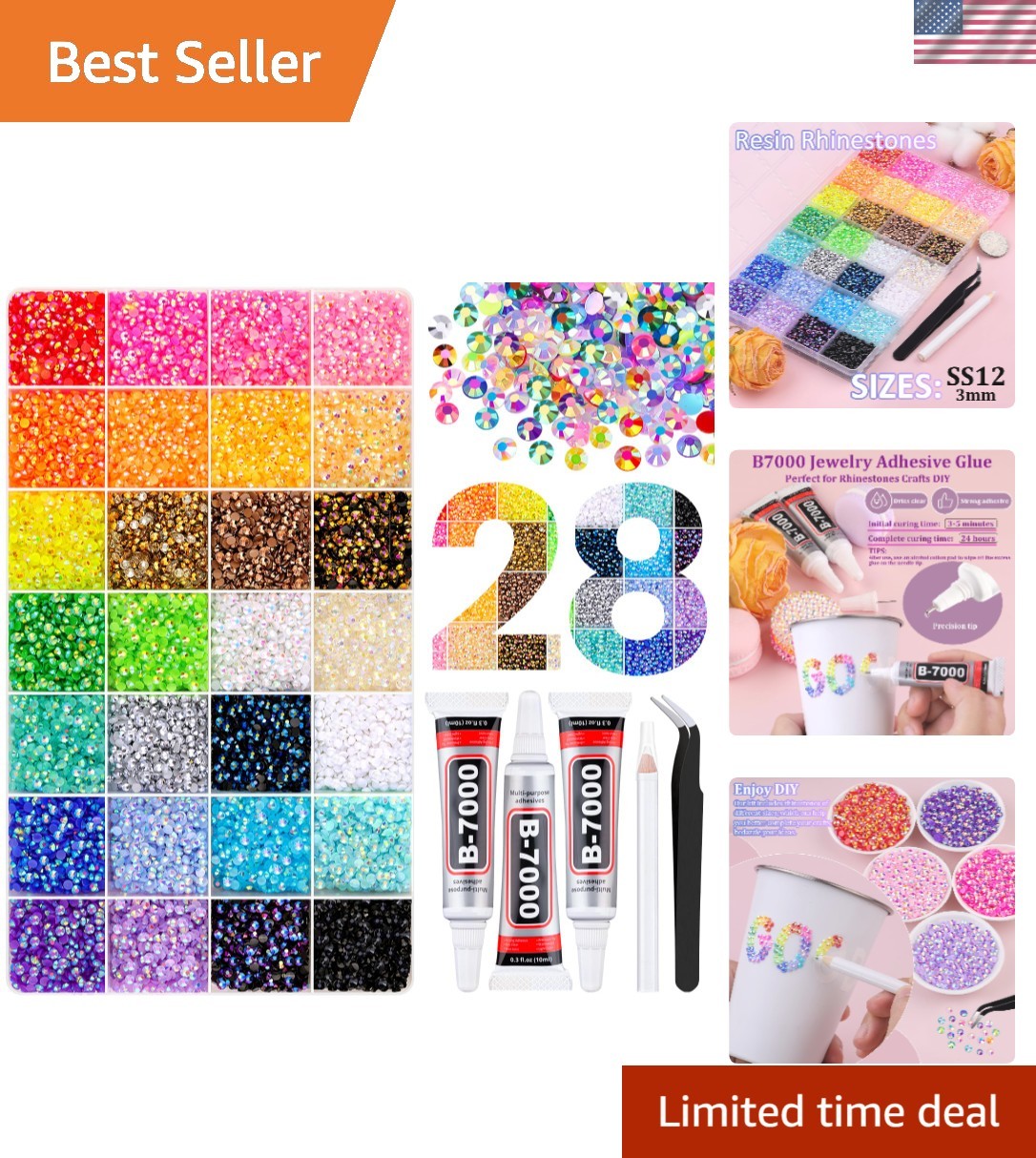 Jewelry & Craft Rhinestone Bedazzling Kit with 38,000 Gems & Glue