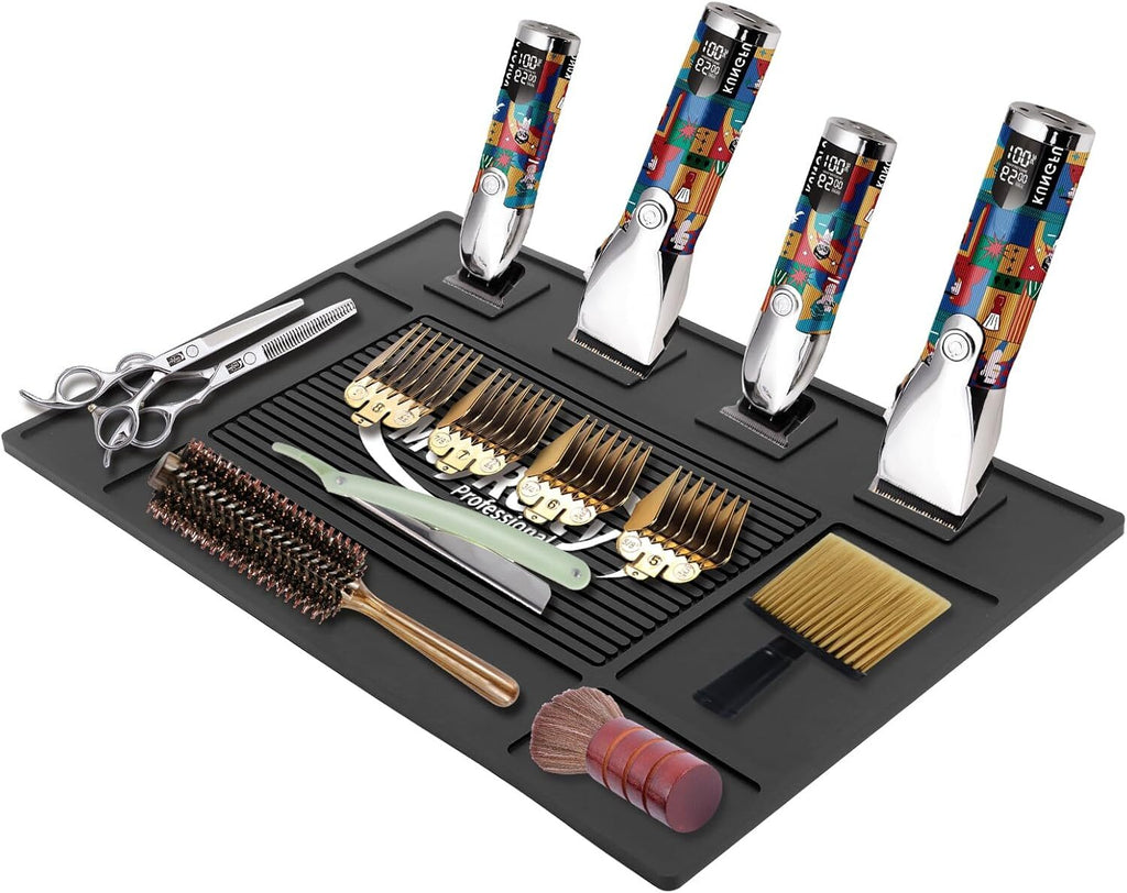 Magnetic Salon Storage Mat for Barber Tools and Scissors - Non Slip Organizer