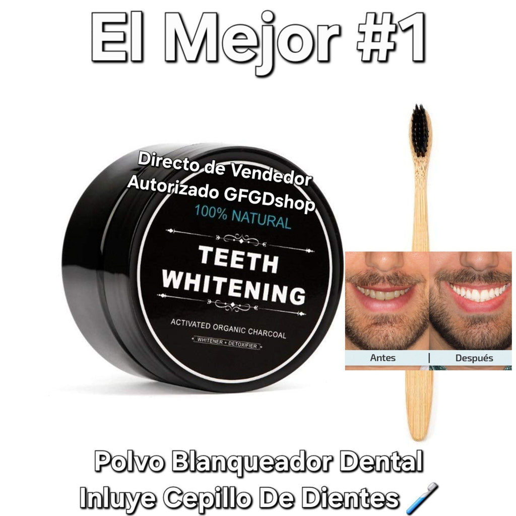 Natural Charcoal Tooth Powder for Whitening and Brightening Smile - Includes Bamboo Toothbrush