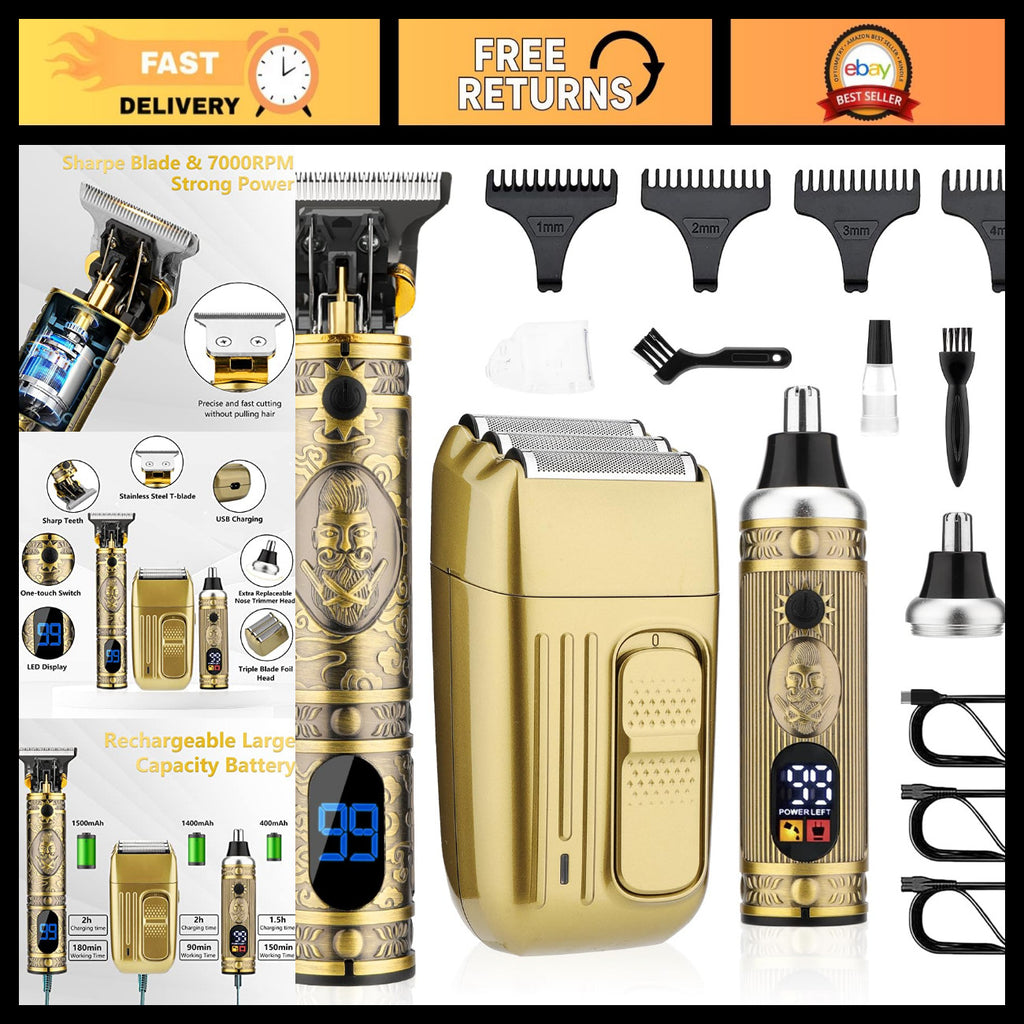 4-in-1 Men’s Beard Trimmer & Electric Razor Grooming Kit with Hair Clippers