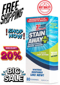 Denture Cleanser Powder - Whitens, Brightens & Odor Removal, 8.1 oz, 80 Uses