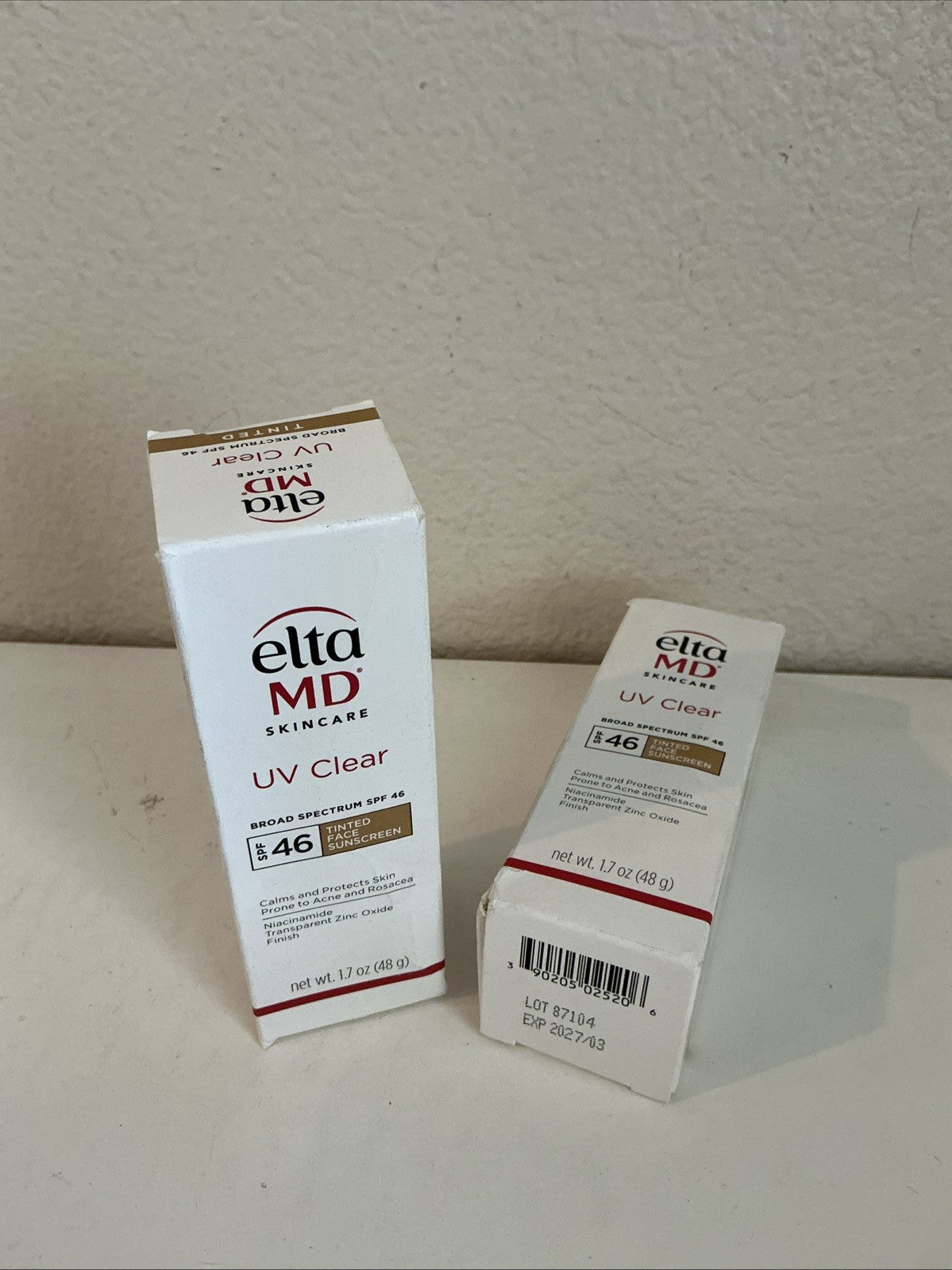 2-Pack SPF 46 Facial Sunscreen - UV Clear, 1.7 oz Each, New in Box