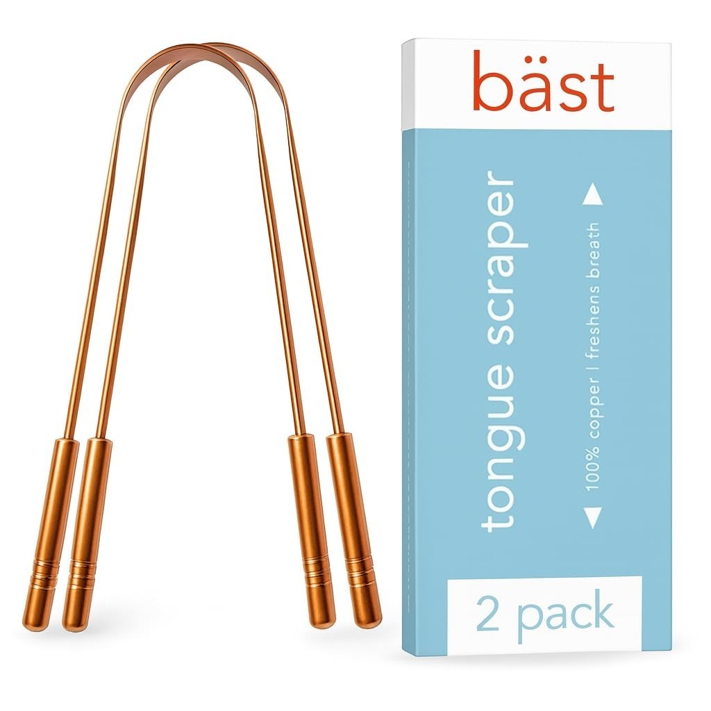 Copper Tongue Scraper 2 Pack - Natural Oral Fresh Breath & Hygiene