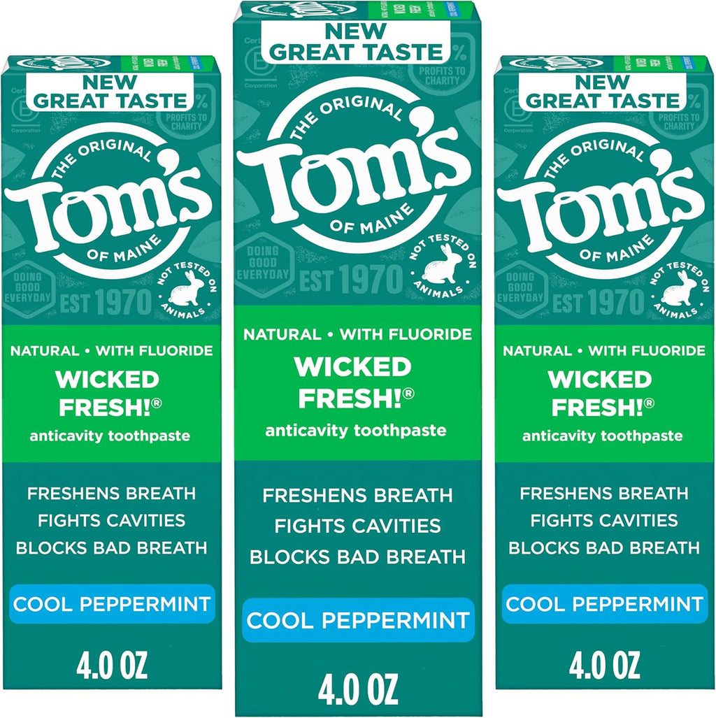Natural Fluoride Toothpaste Cool Peppermint 3 Pack - Freshens Breath & Fights Cavities