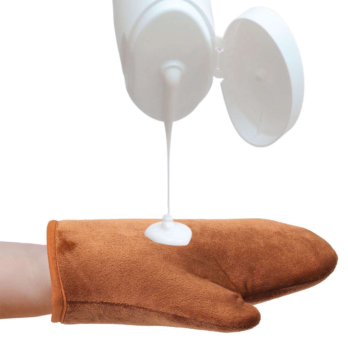 Self Tanning Lotion Applicator Mitt & Back Rubbing Strap Set for Even Sunless Tan