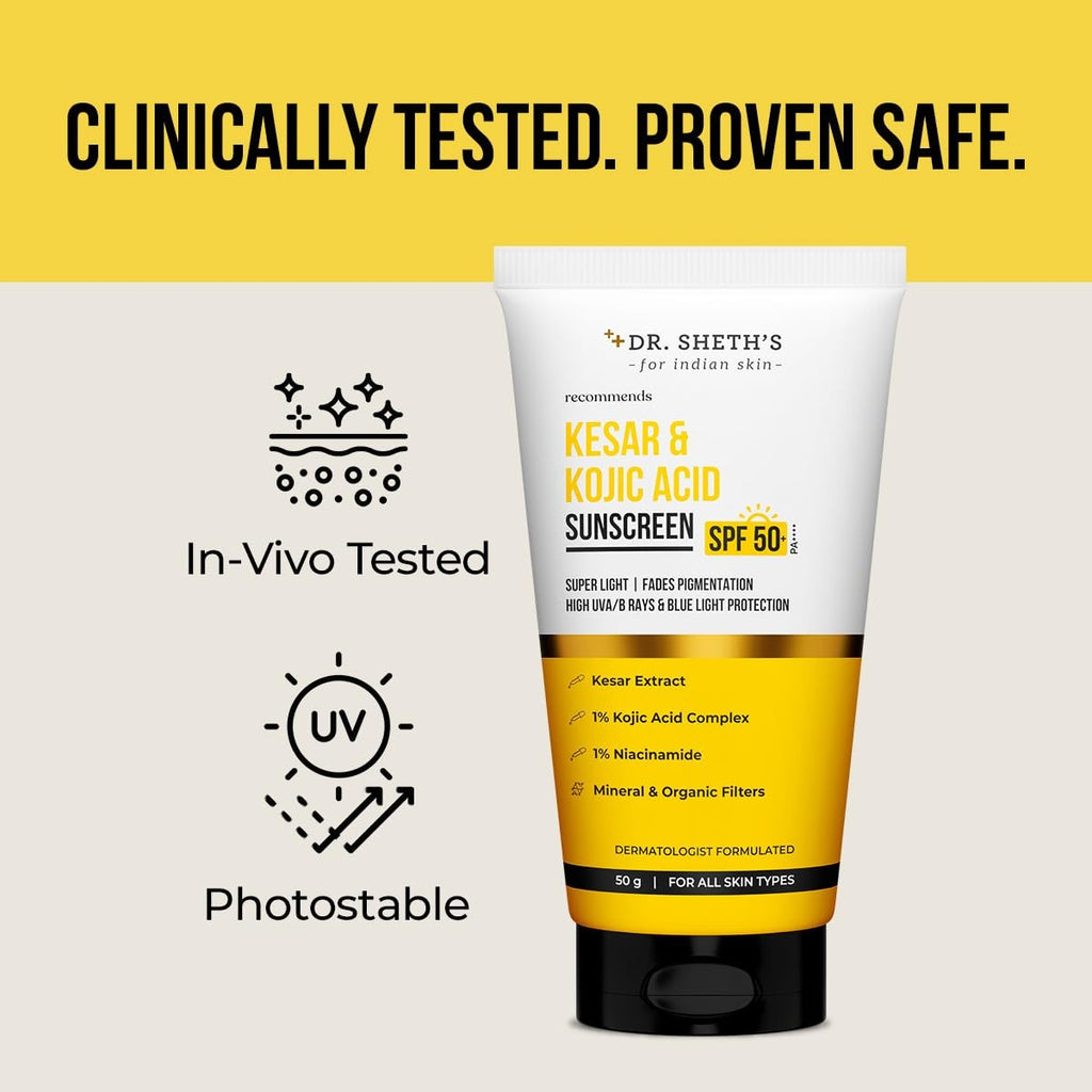 Kesar & Kojic Acid Sunscreen SPF 50 PA++++ - 50g Sun Protection Lotion