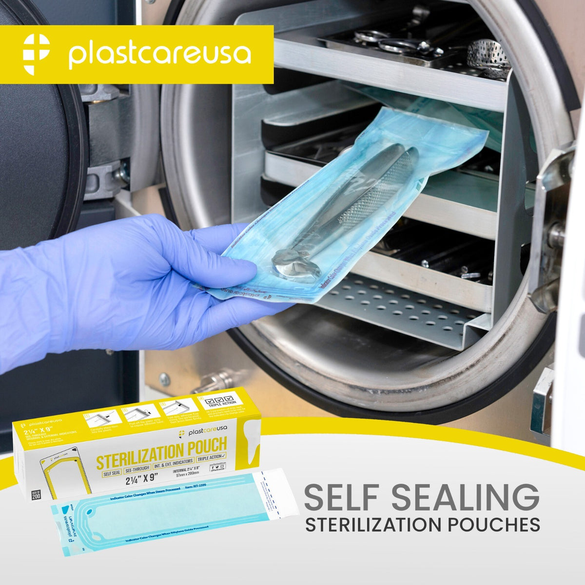 Sterilization Pouches 2.25 x 9 Autoclave Bags - Self-Sealing, See-Through