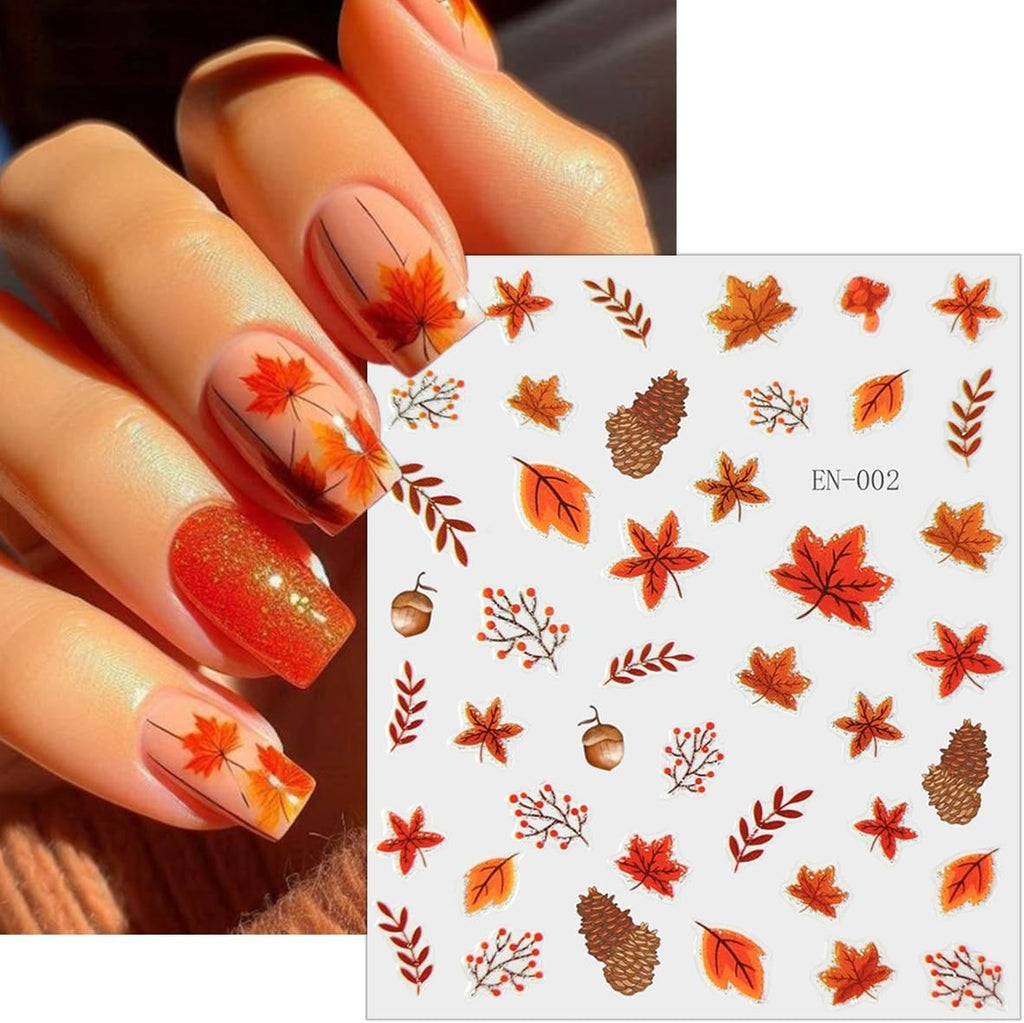 Autumn Maple Leaf Nail Stickers Set for Fall Nail Art - 6 Sheets