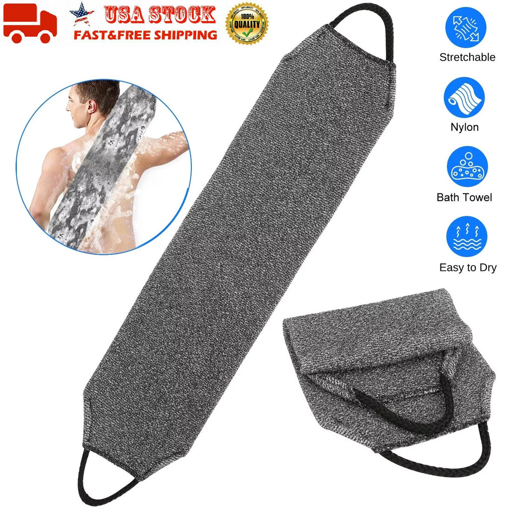 Exfoliating Back Scrubber Towel Set - Stretchable Dual-Side Body Wash Cloths