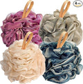 Exfoliating Shower Poufs 4-Pack Mesh Body Scrubbers for Gentle Skin Cleaning