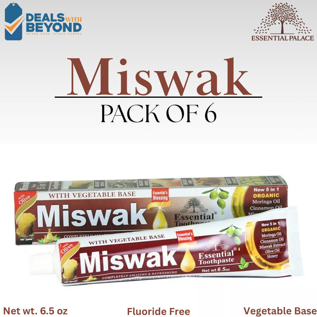 Organic Miswak Toothpaste 6 Pack Fluoride-Free Herbal Oral Care