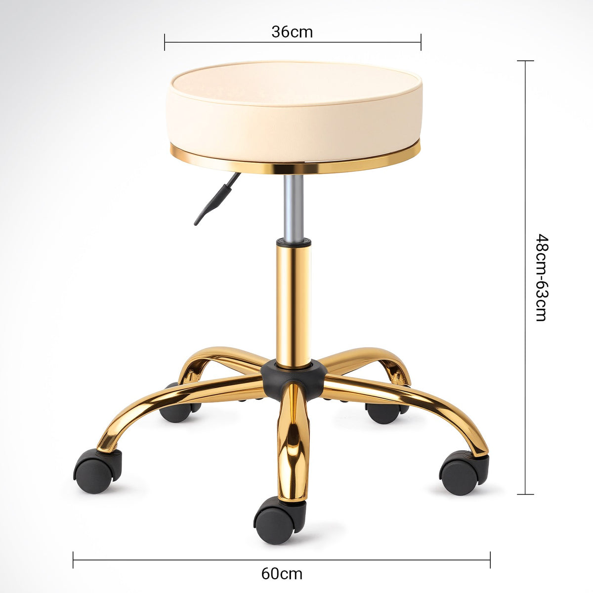 Swivel Salon Stool with Wheels - Adjustable Massage & Vanity Chair