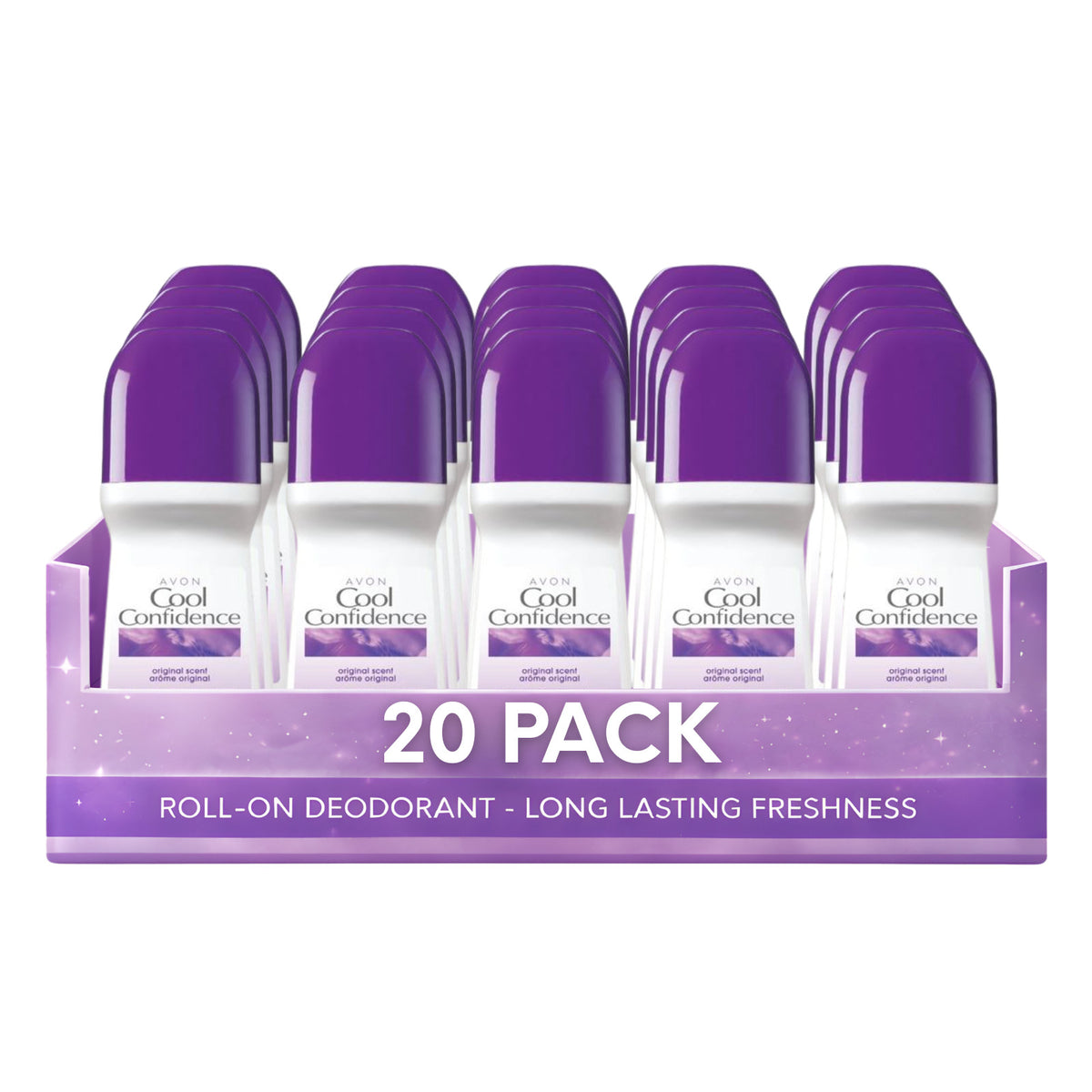 Pack of 20 Avon Cool Confidence Original Roll-On Deodorant 2.6 fl oz