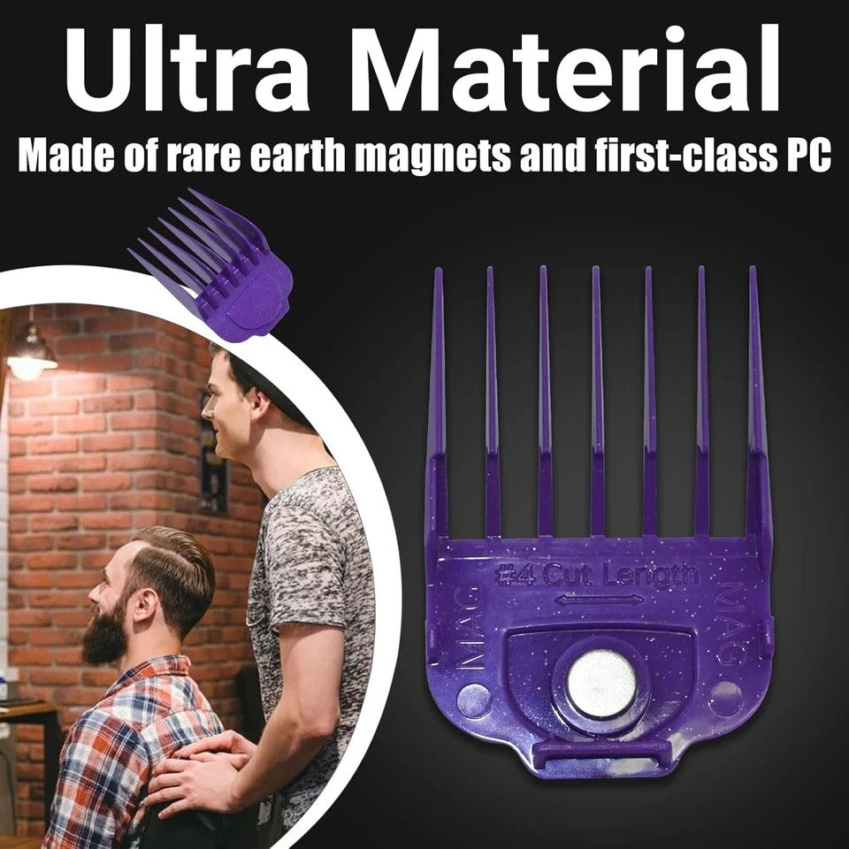 Magnetic Clipper Guard Set for Andis Master Hair Clippers - 10 Sizes, Purple