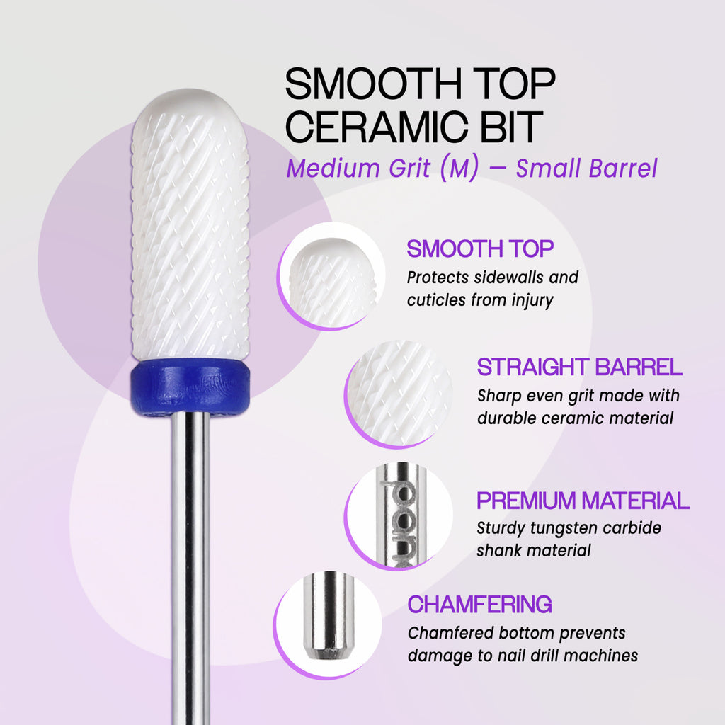 Ceramic Nail Drill Bit - Large & Small Barrel Sizes, Multiple Grits