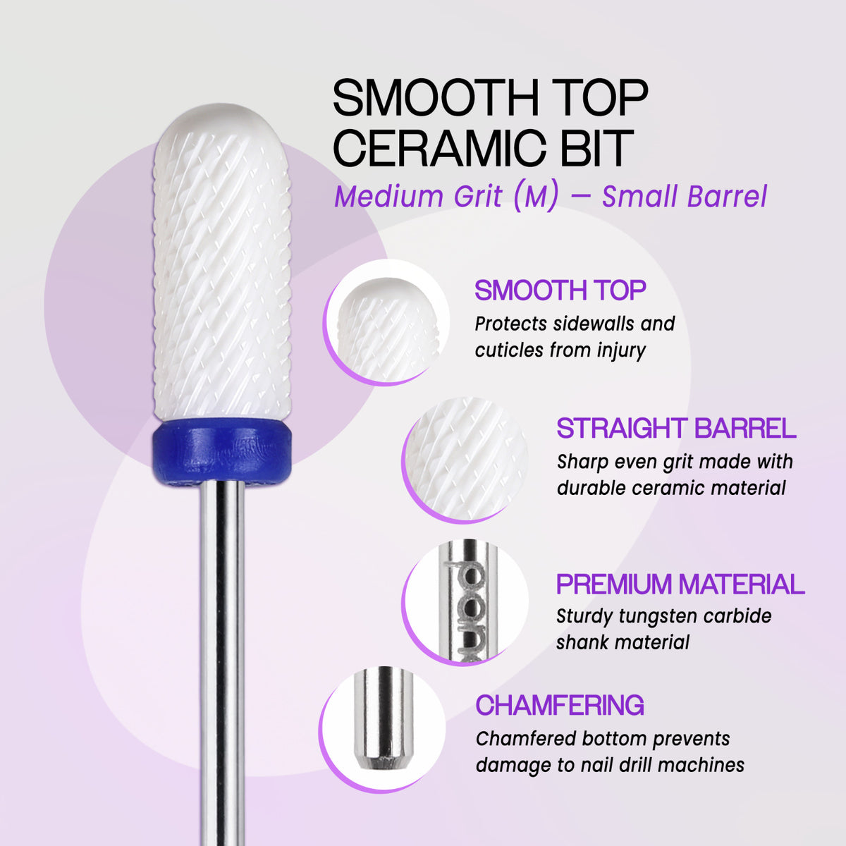 Ceramic Nail Drill Bit - Large & Small Barrel Sizes, Multiple Grits
