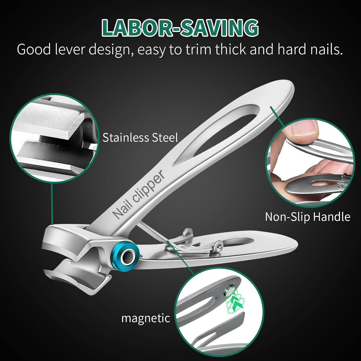 Ultra Wide Jaw Nail Clippers Set for Fingernail and Toenail Trimming