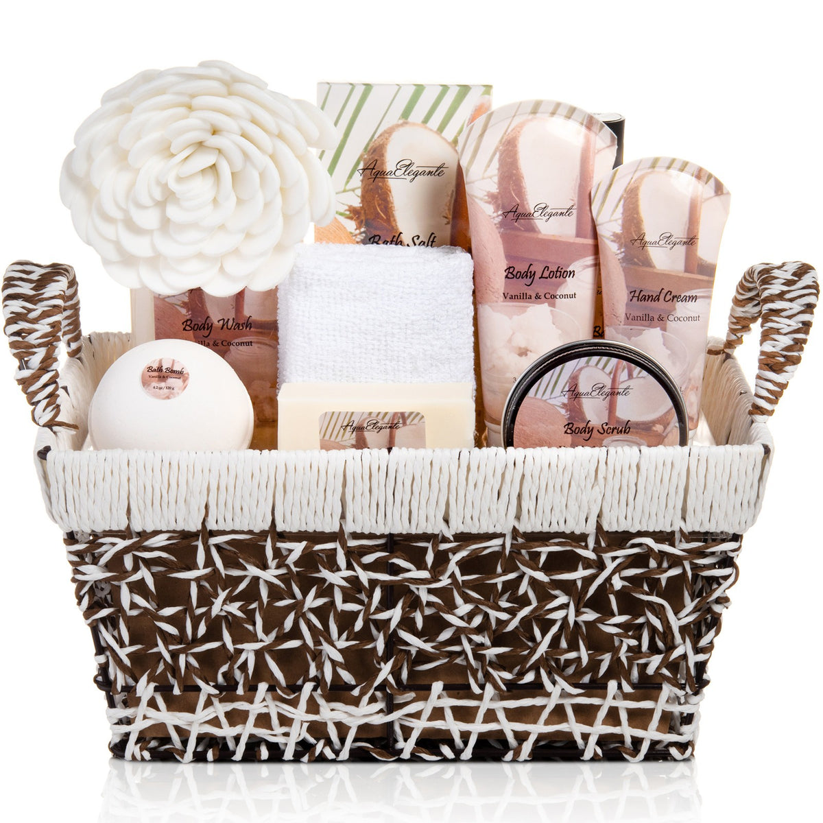 Luxury Spa Gift Basket for Women - Bath Set with Coconut & Vanilla