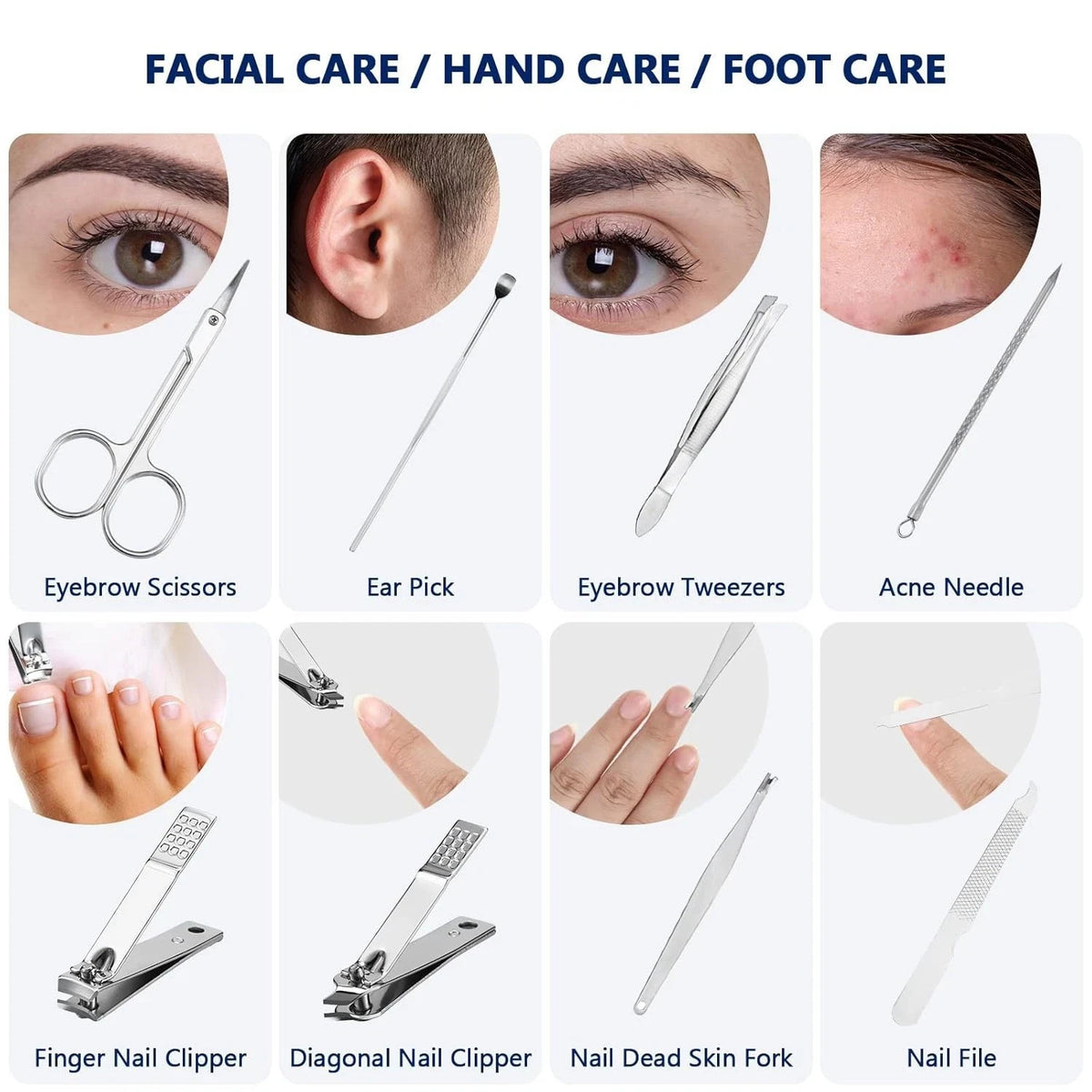 8-Piece Nail Clipper Set Manicure Pedicure Kit for Women & Men - Stainless Steel
