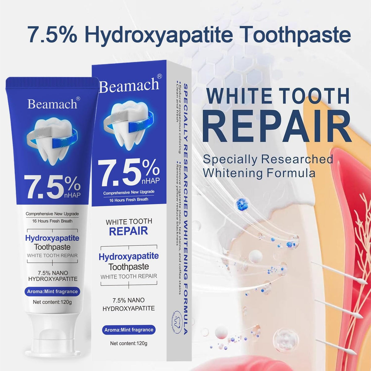 Nano Hydroxyapatite Toothpaste for Sensitive Teeth - 120g, 2-Pack