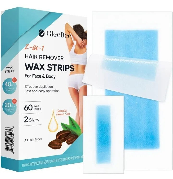 Hair Removal Wax Strips 60 Count - Face & Body Skin-Friendly Kit
