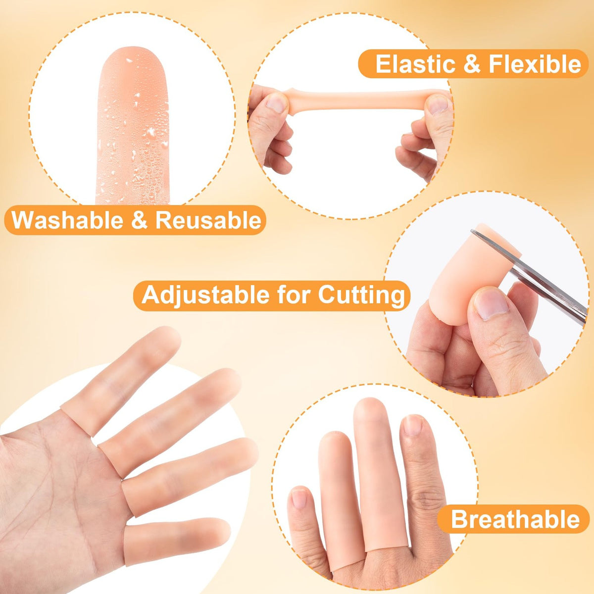 Silicone Finger Protectors 10 Pcs Reusable Gel Finger Cots for Finger Support & Relief