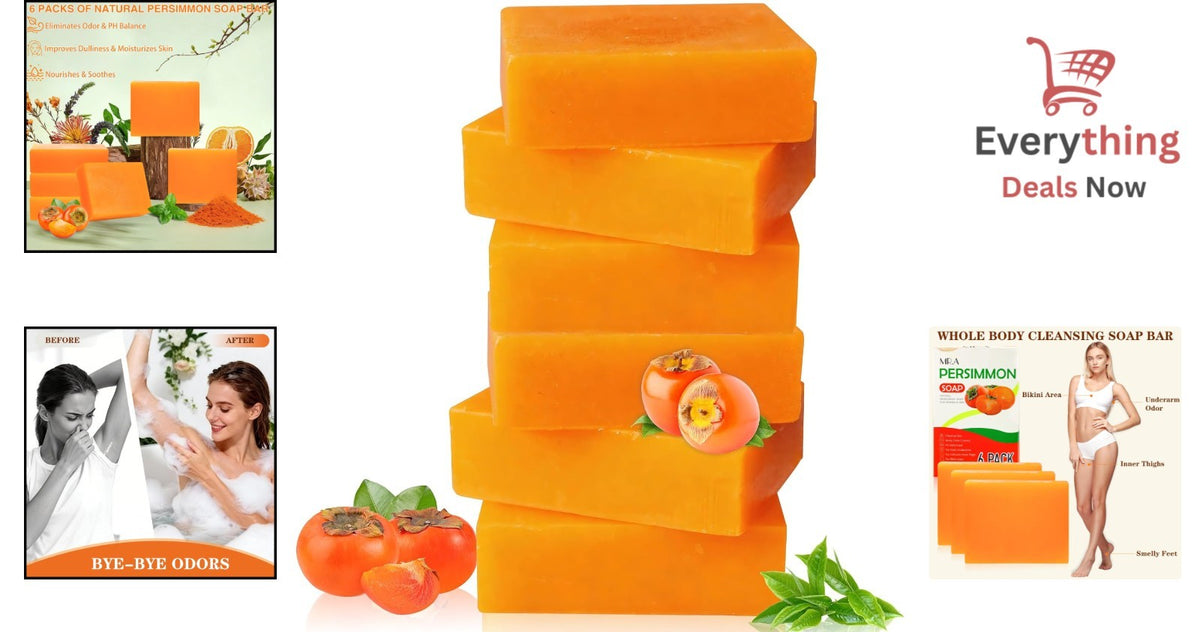 Japanese Persimmon Soap Bars - Natural Odor Control & Cleansing (6 Pack)