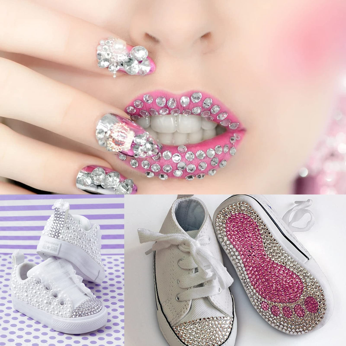 3200PCS Nail Art Rhinestones Set - Crystal Clear Flatback Gems for Nails & Crafts
