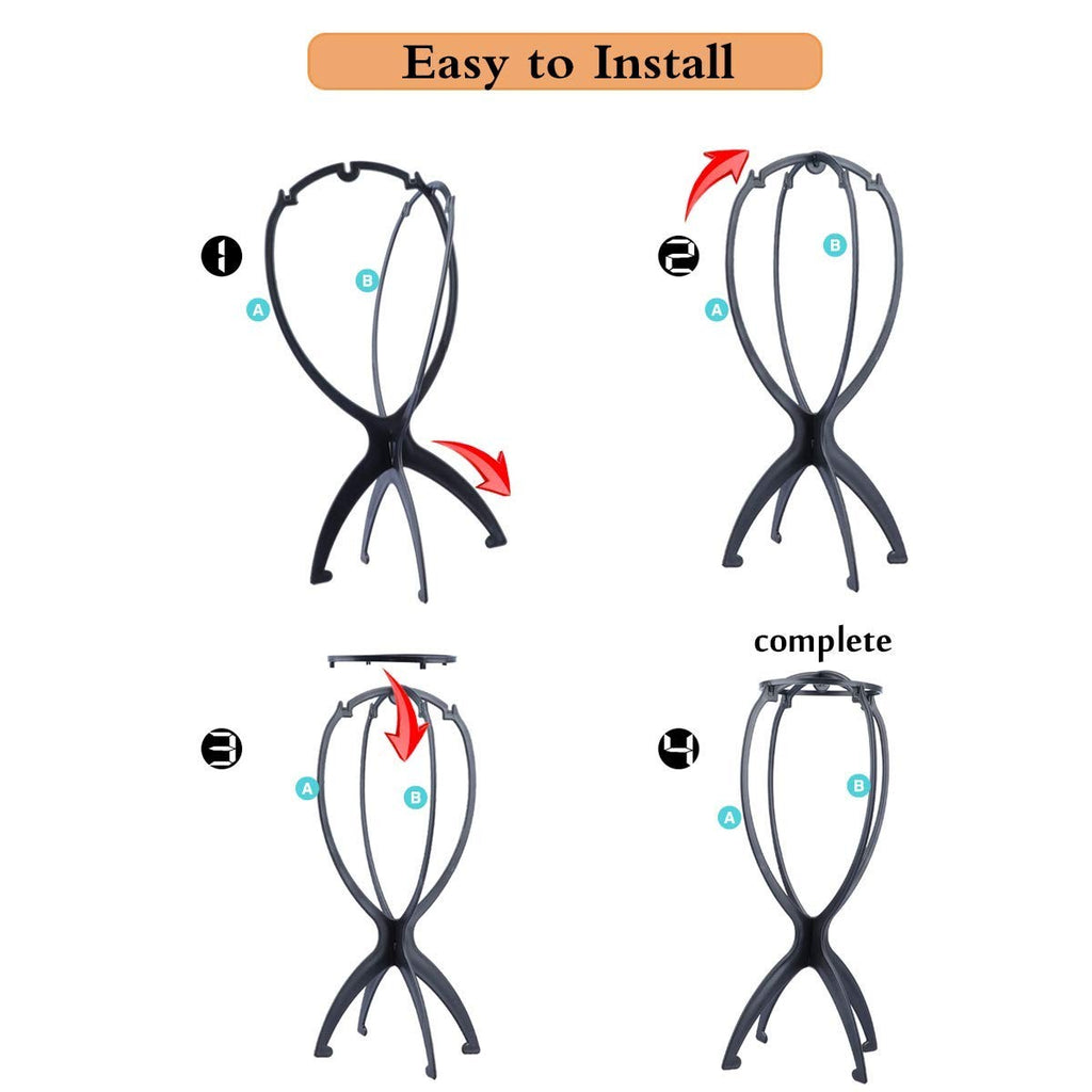Portable Wig Stand Holder for 14.2 In Wigs - Collapsible & Travel-Friendly
