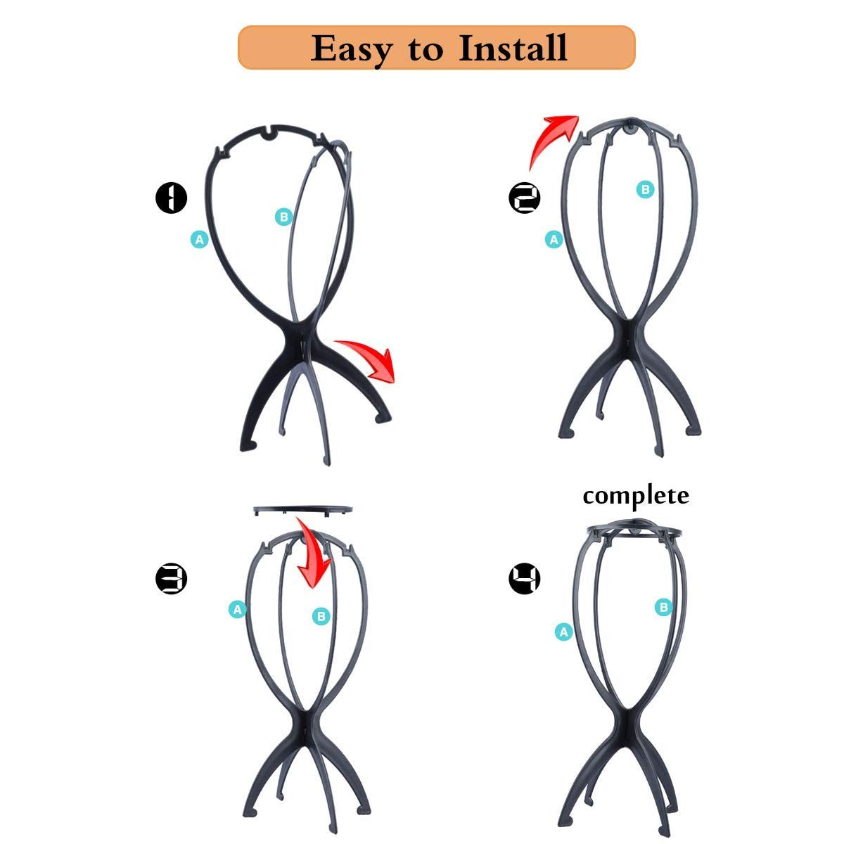 Portable Wig Stand Holder for 14.2 In Wigs - Collapsible & Travel-Friendly