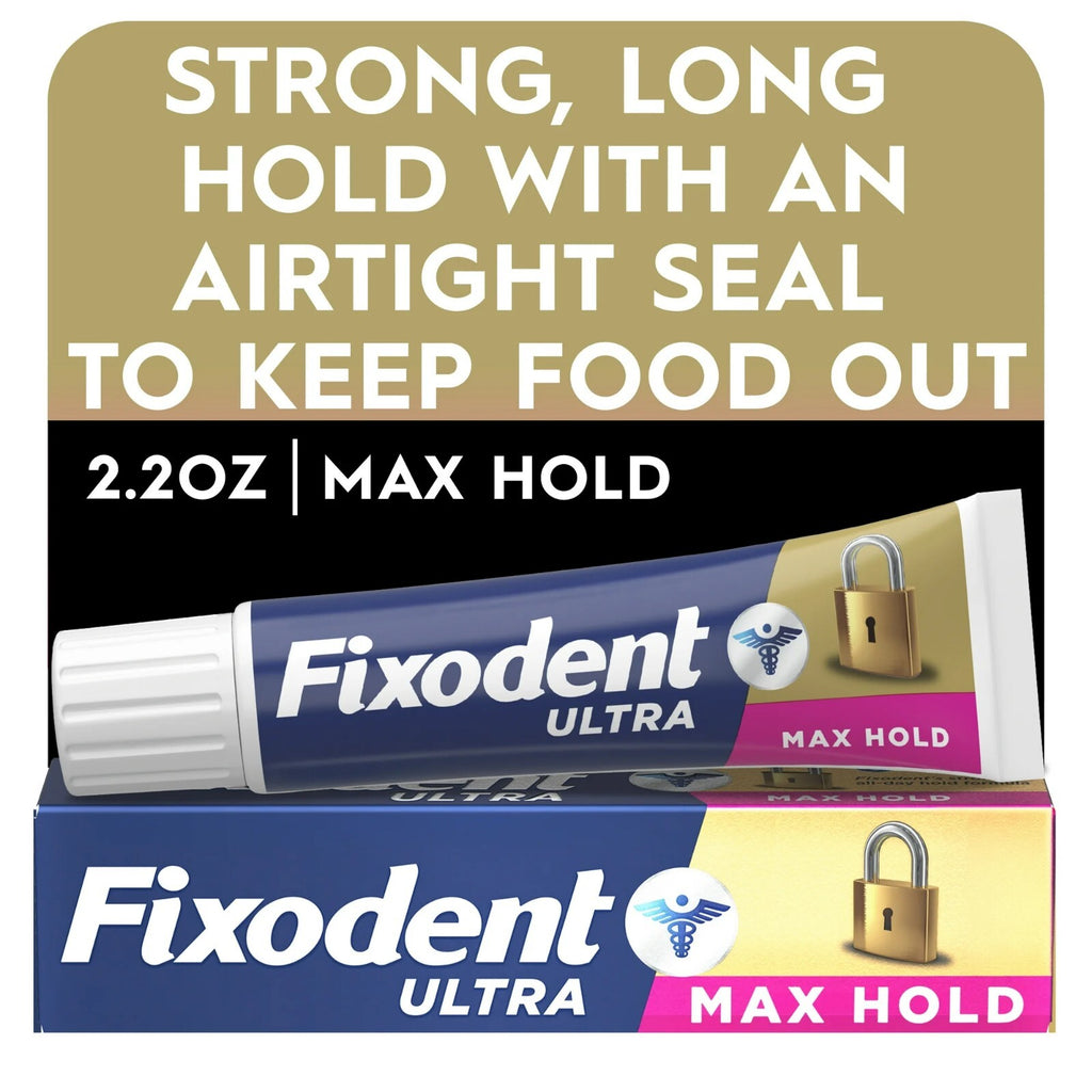 Denture Adhesive Cream Ultra Max Hold Secure 2.2 oz - Strong All-Day Grip