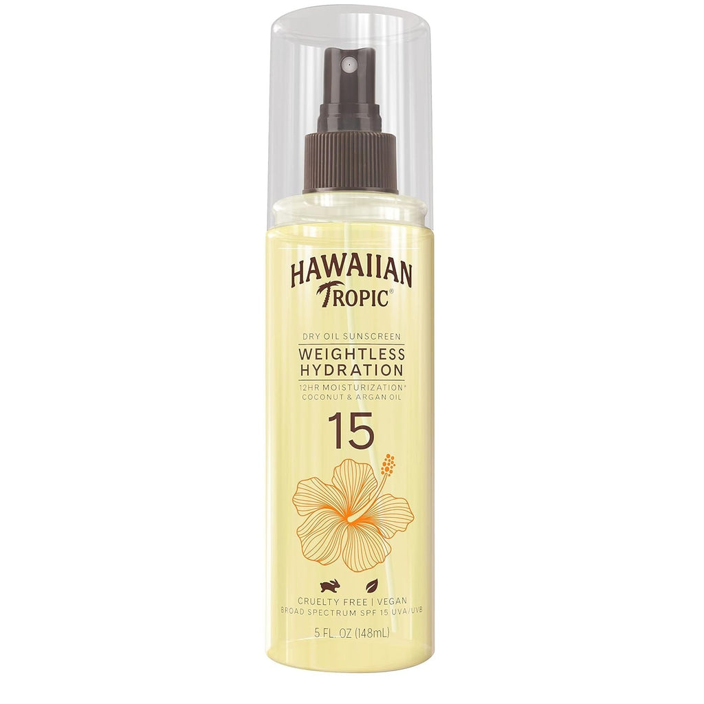 Hawaiian Tropic Weightless Hydration Dry Oil Sunscreen Spray SPF 15 - 5oz