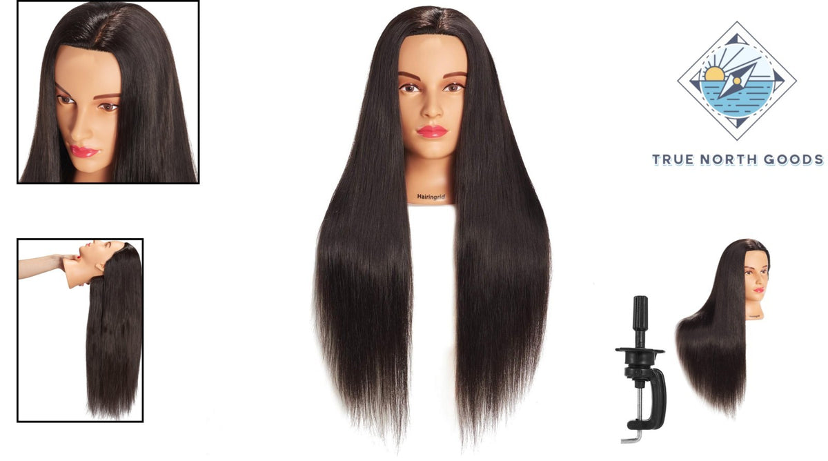 26-28 Inch Synthetic Hair Mannequin Head for Hair Styling, Straight, Free Clamp