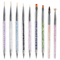 Nail Art Brush Set with 9 Double-Ended Acrylic & Nylon Brushes for Manicure Decorating