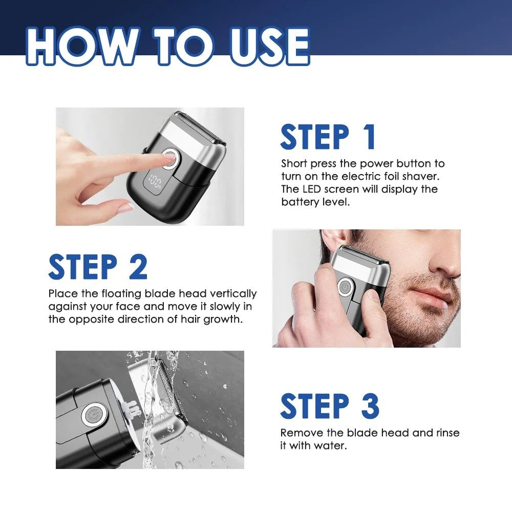 Men's Electric Foil Shaver - Wet & Dry 3-Blade Razor, USB-C Rechargeable