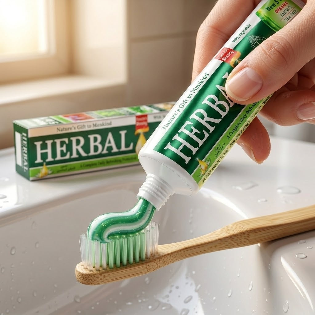 Herbal 5-in-1 Natural Toothpaste with Saffron Tea Tree Aloe Non-Fluoride