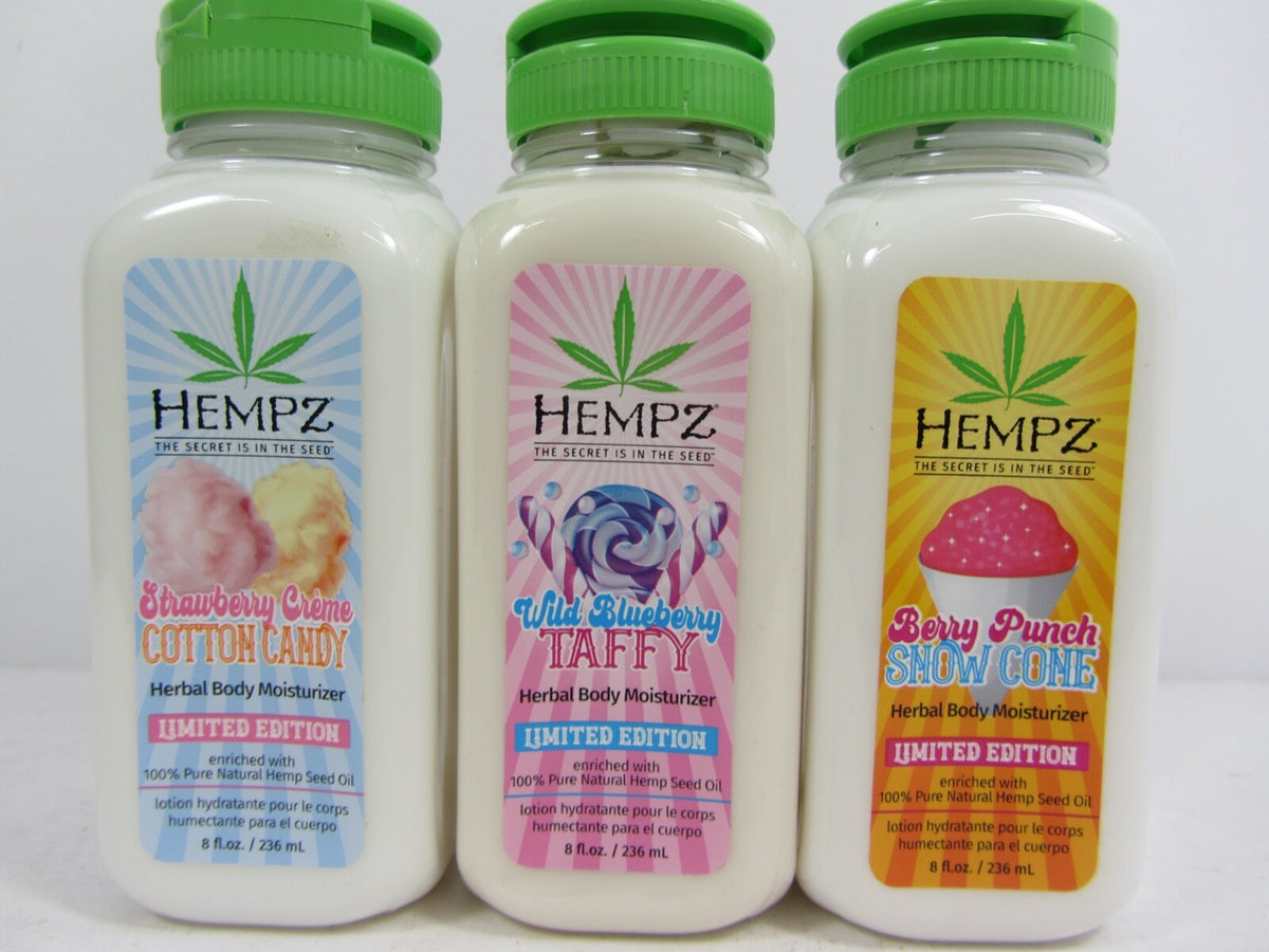 Summer Festival Body Moisturizer Set with Hemp Seed Oil - 4 Scents, 8oz Each