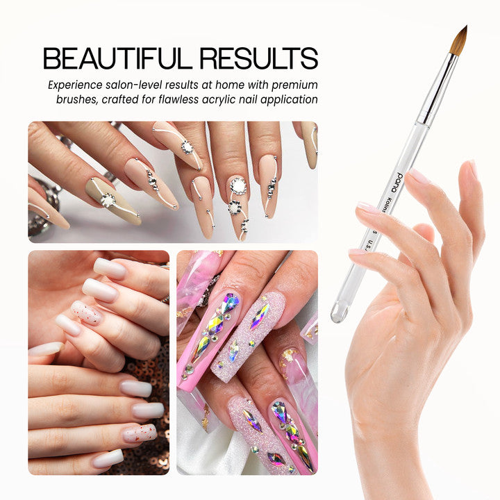 Professional Nail Art Brush - Kolinsky Hair Oval Acrylic Nail Brush Size 10