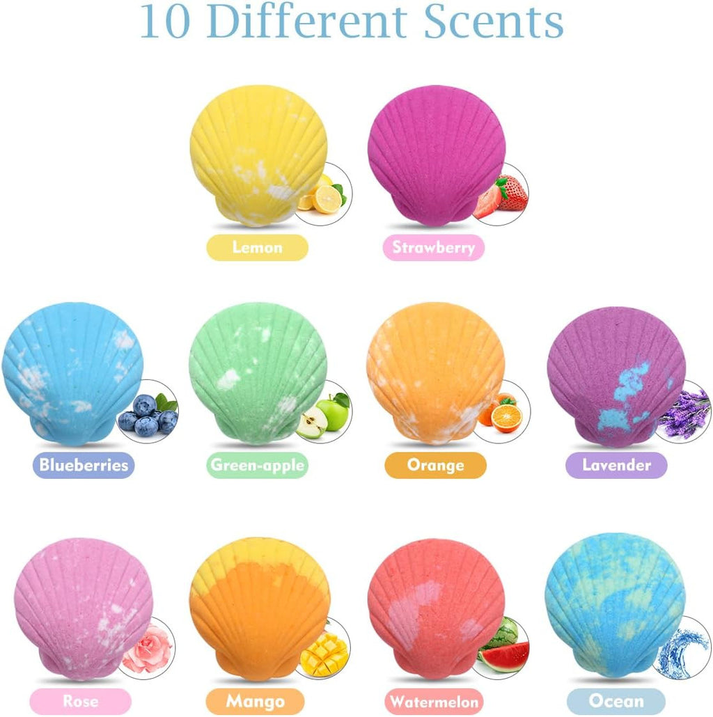 Kids Bath Bombs with Surprise Toys - 10 Handmade Bubble Fizzies Set for Girls & Boys