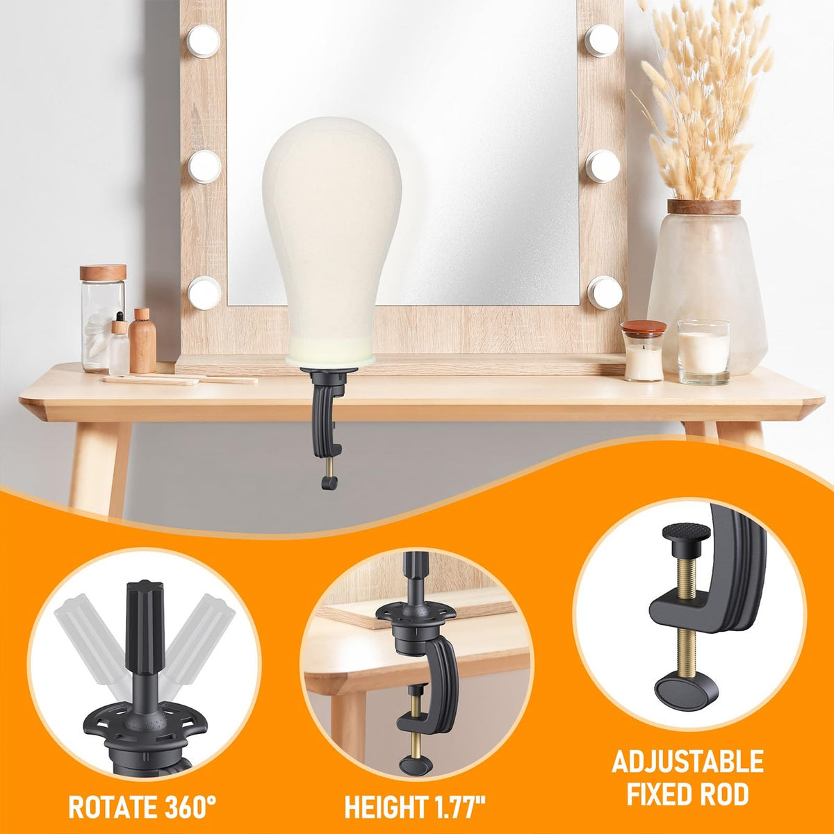 Adjustable Wig Stand with Mannequin Head for Styling & Display