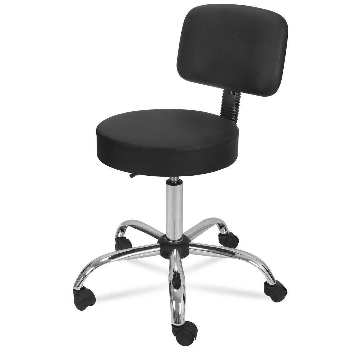 Adjustable Hydraulic Salon Stool with Back Cushion & Swivel Casters
